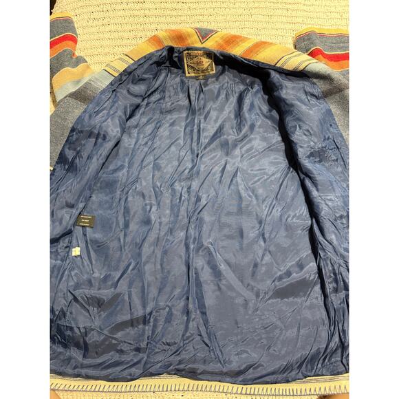 VTG Express Knit Blazer Aztec Wool Stripe Italy Lined Womens XS Blue Orange Y2K - Picture 8 of 11